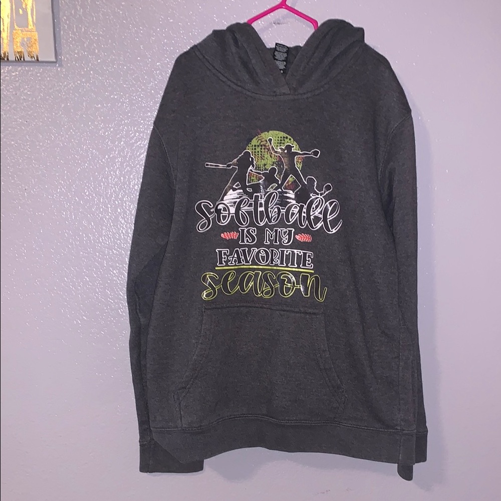 District Grey Softball is my Favorite Season Hoodie fleece youth medium